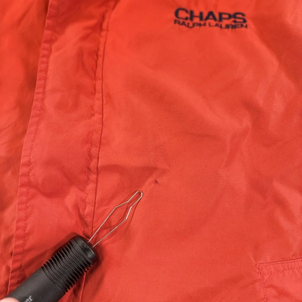 Chaps Ralph Lauren Jacket Mens XL Orange Hooded Windbreaker‎ Outdoor Coat